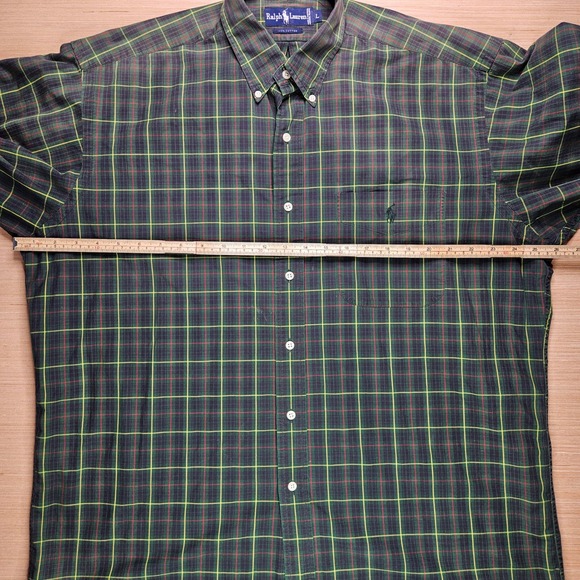 Ralph Lauren Men's Green Plaid Button Down Shirt Long Sleeve Cotton Size L - Picture 4 of 8